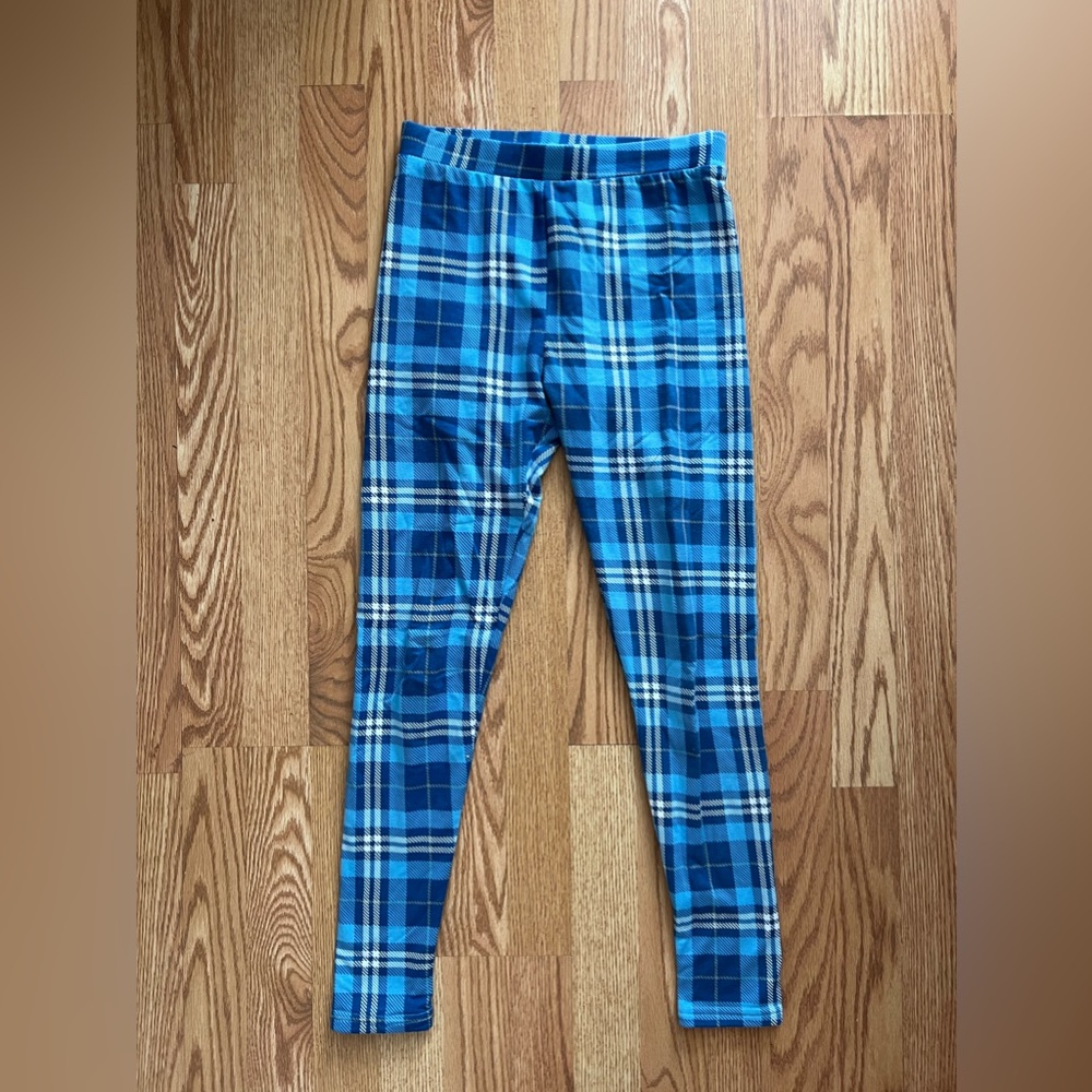 Shosho Plaid Fleece Lined Leggings, Small